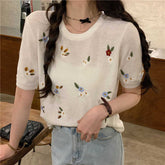Short Sleeve Floral Embroidered Retro Shirts